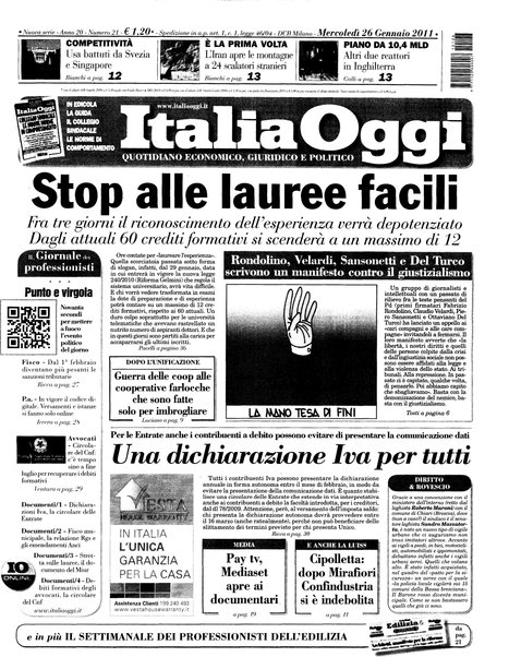 Italia oggi : quotidiano di economia finanza e politica